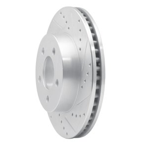 Jeep Liberty Brake Rotor (1) - Front Right - R1 Concepts - Drilled & Slotted - Silver - `02-`07